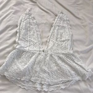 Shien White eyelet top. Size small but fits bigger